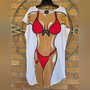 Vtg 90's Aruba Double Sided Bikini Coverup Funny